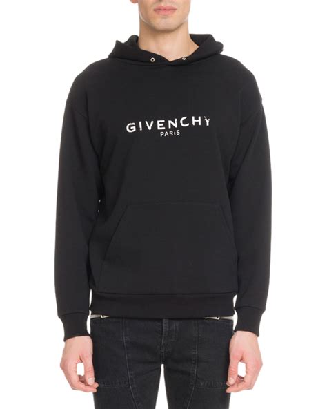 Givenchy Men's Destroyed Logo Loopback Hoodie Sweatshirt